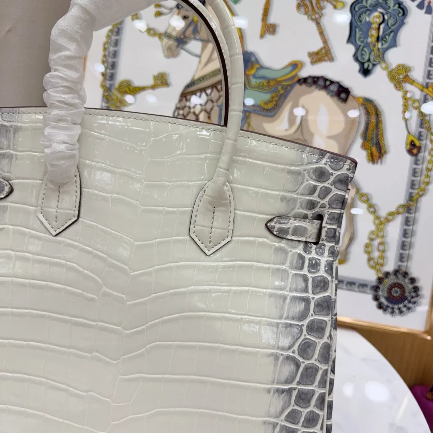 Birkin Bag Crocodile-Grain Cowhide Leather Gold Hardware