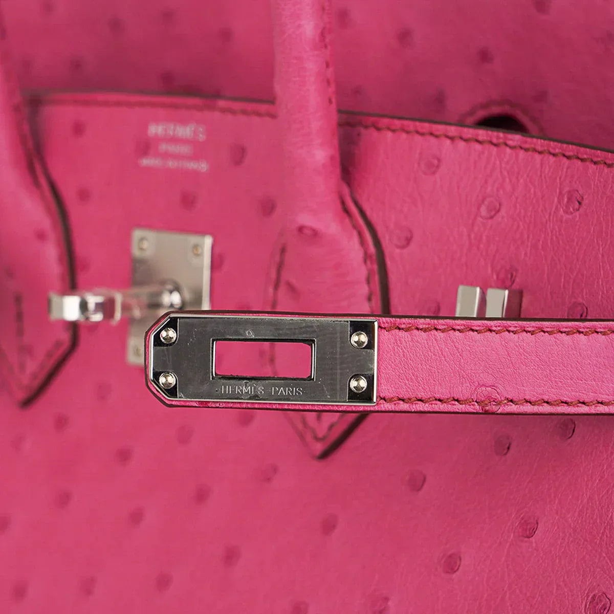 Birkin 25 Bag Fuchsia Ostrich with Palladium Hardware