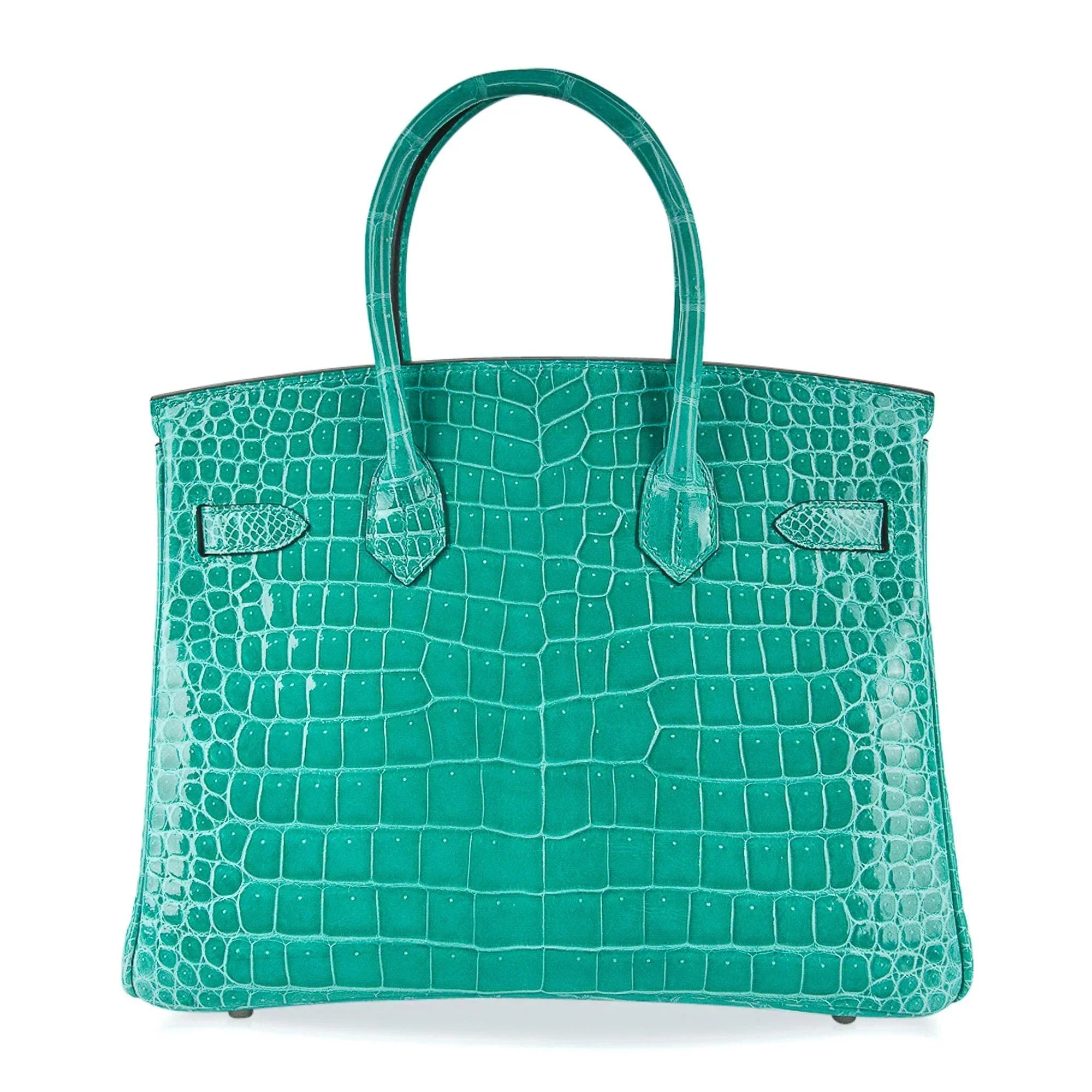 Limited Edition Birkin 30 Bag Vert Jade Porosus Crocodile with Palladium Hardware