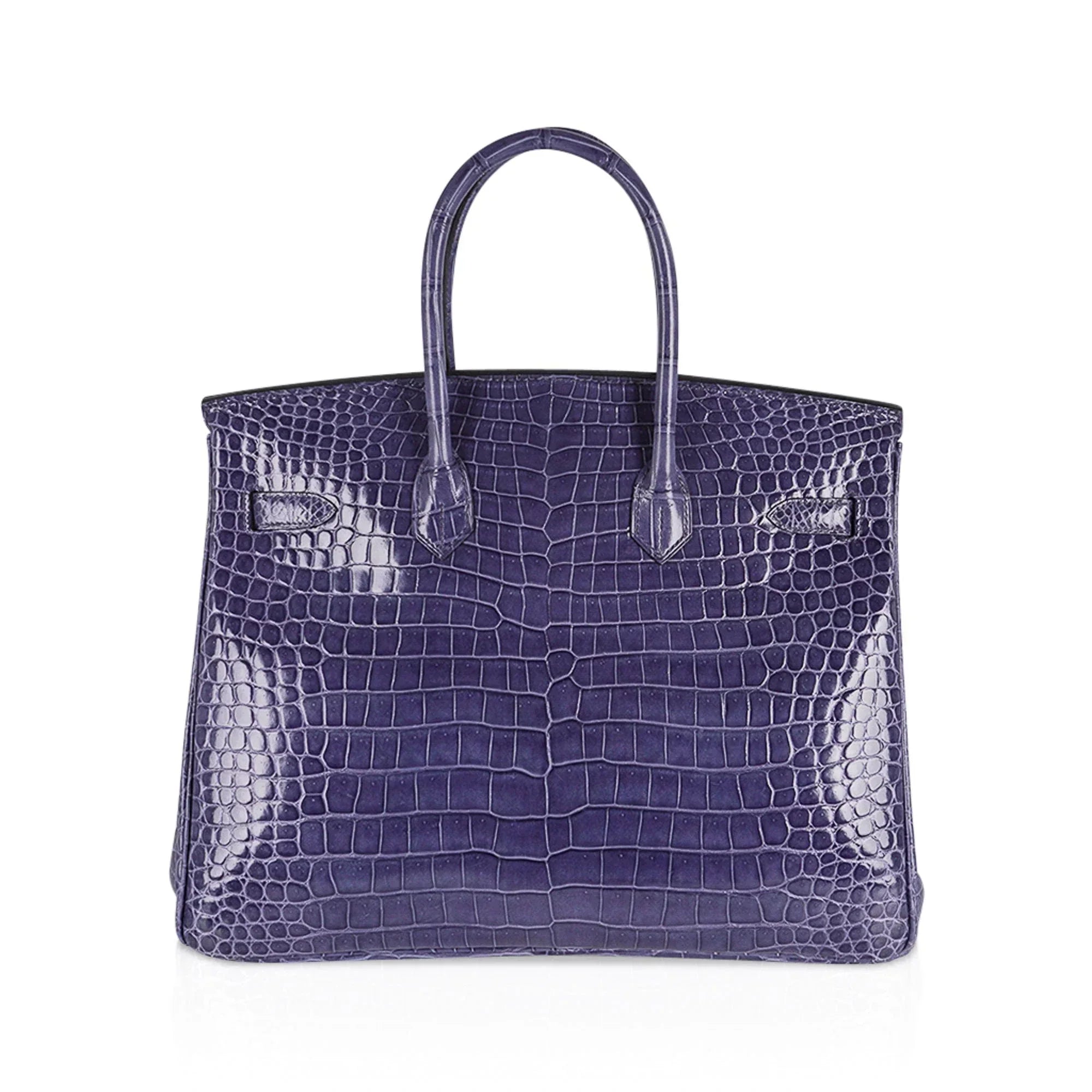 Birkin 35 Bag Blue Brighton Porosus Crocodile Palladium Hardware New