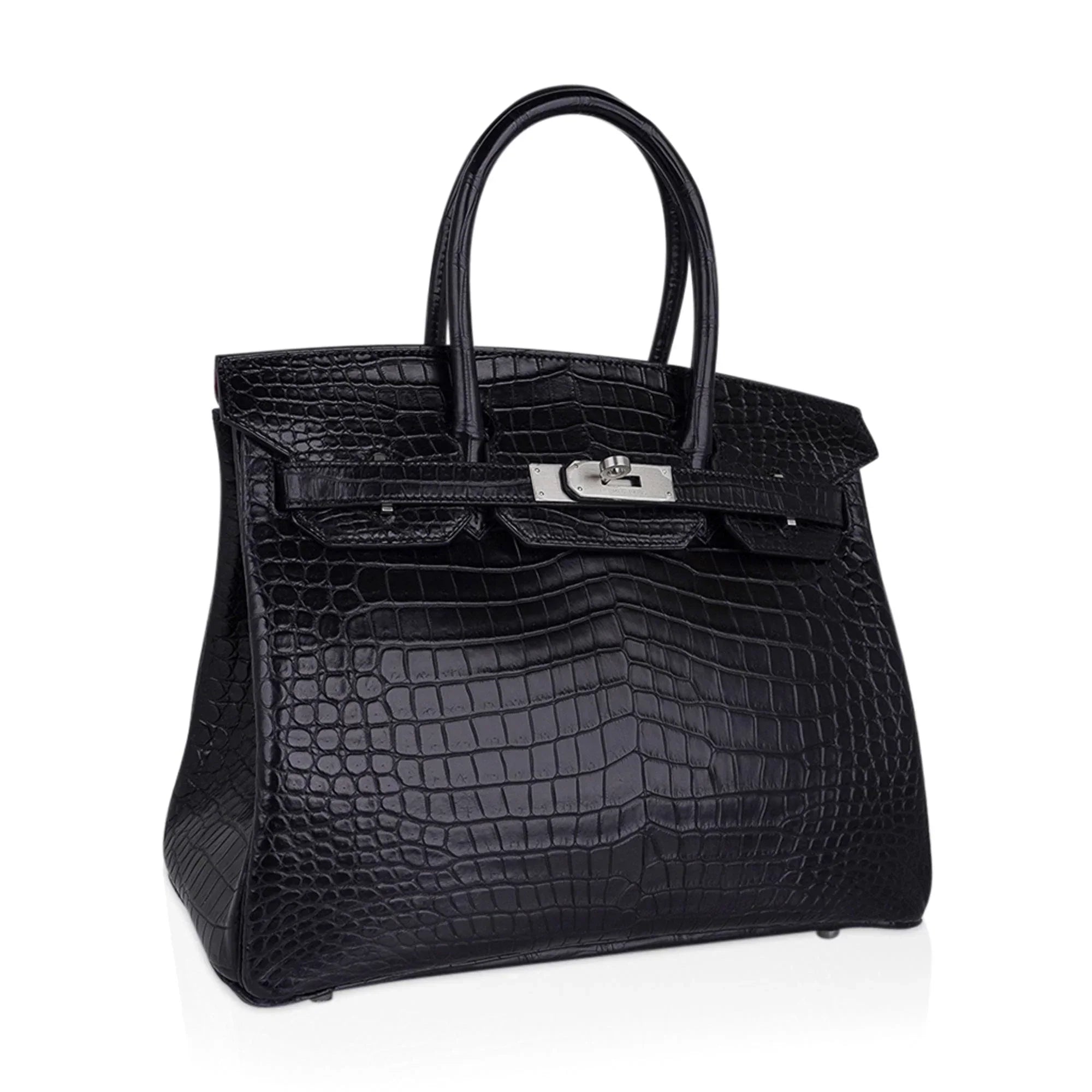 Birkin HSS 30 Matte Porosus Crocodile Black / Rose Pourpre Bag