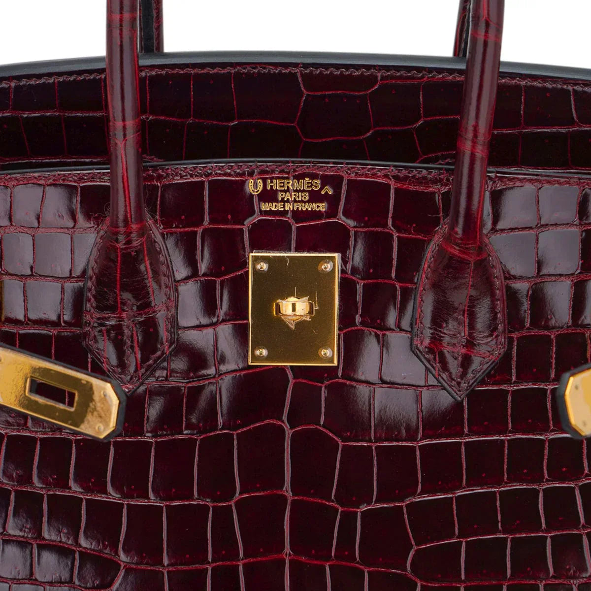 Special Order HSS Birkin 35 Bag Bordeaux Porosus Crocodile with Gold Hardware