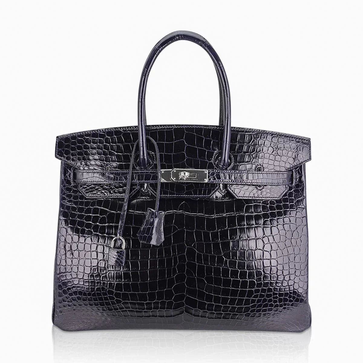 Birkin 35 Bag Blue Marine Porosus Crocodile with Palladium Hardware