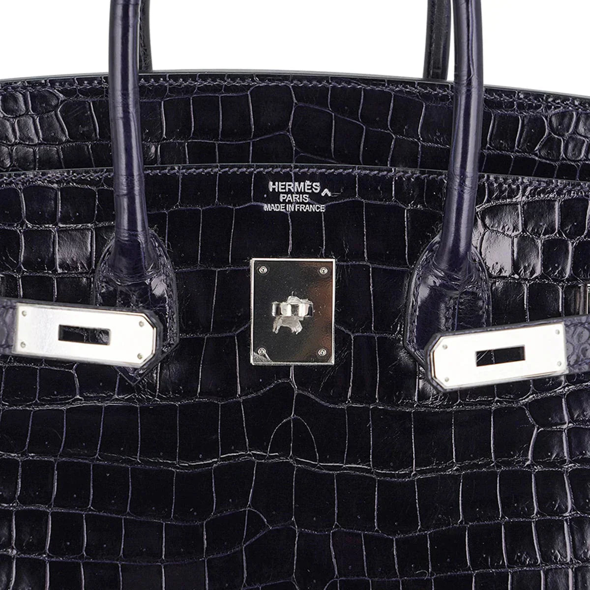 Birkin 35 Bag Blue Marine Porosus Crocodile with Palladium Hardware