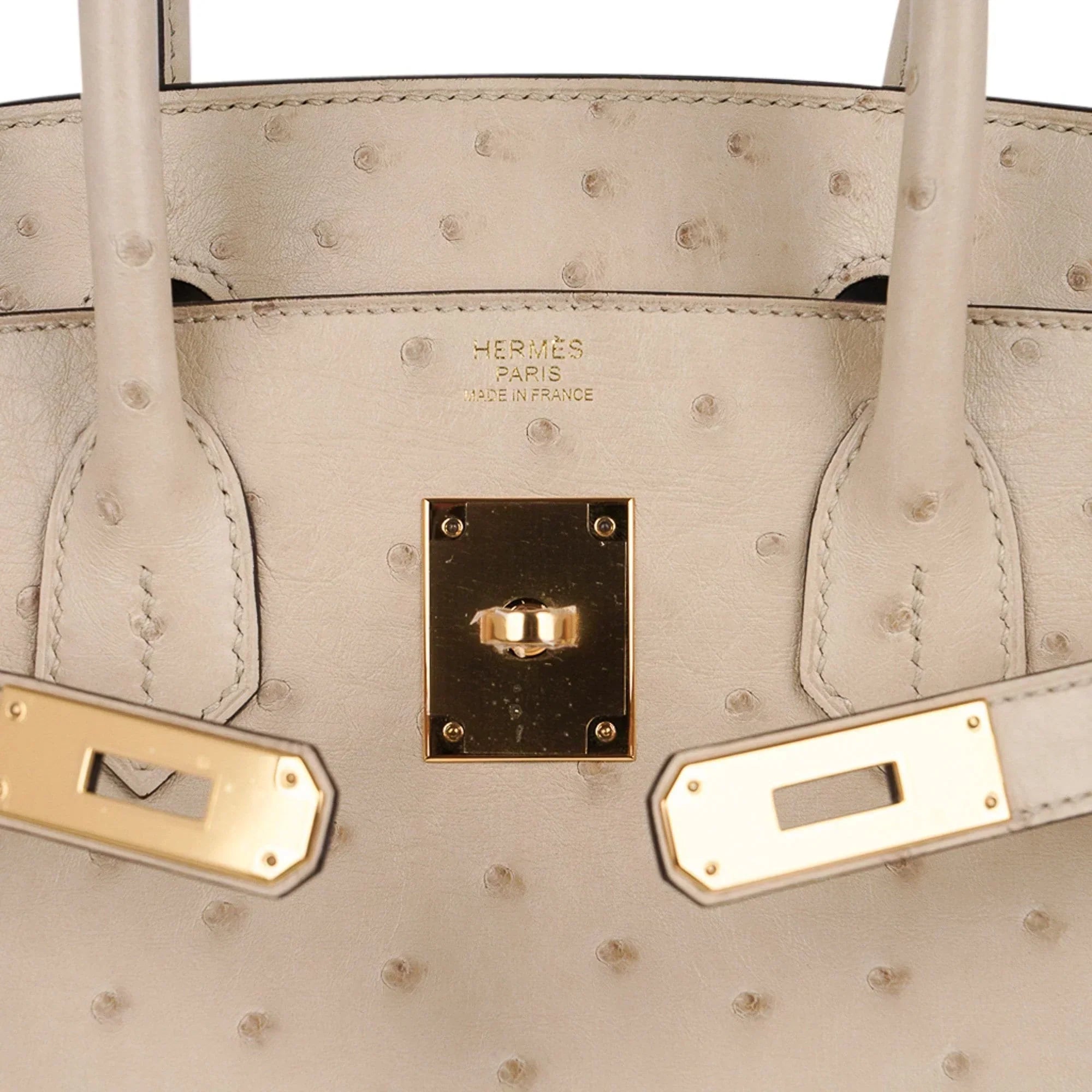 Birkin 30 Bag Ostrich Parchemin Gold Hardware New w/Box