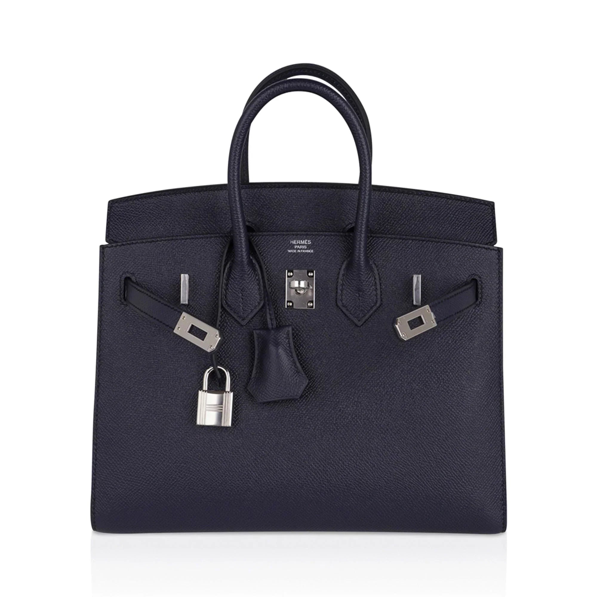 Birkin Sellier 25 Bag Blue Indigo Epsom Leather with Palladium Hardware
