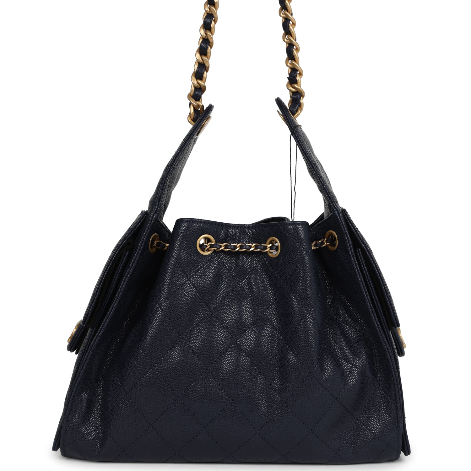 Chanel Small 25 Hobo Bag Dark Navy Caviar Antique Gold Hardware
