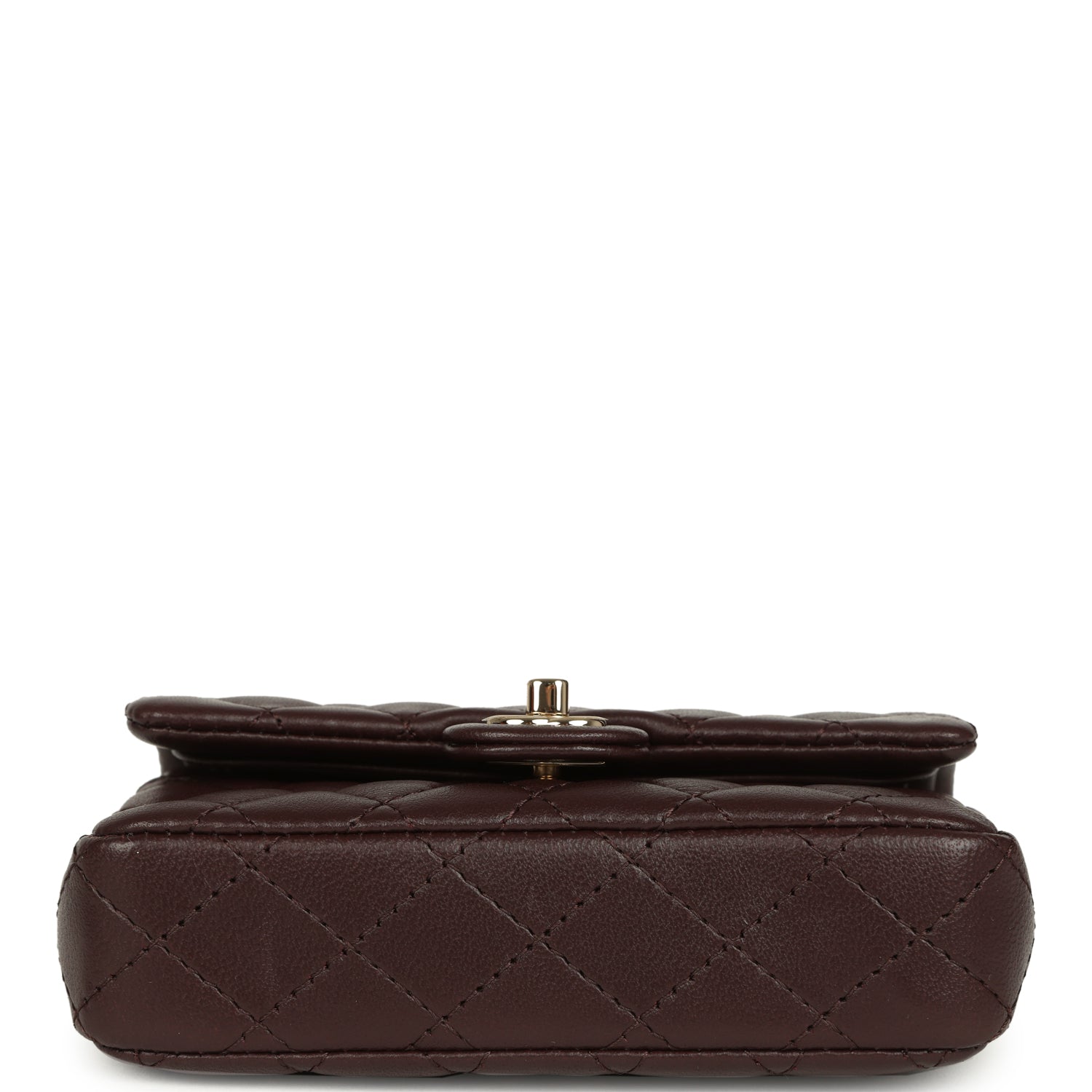 Chanel Nano Classic Double Flap Bag Charm Dark Brown Lambskin Light Gold Hardware