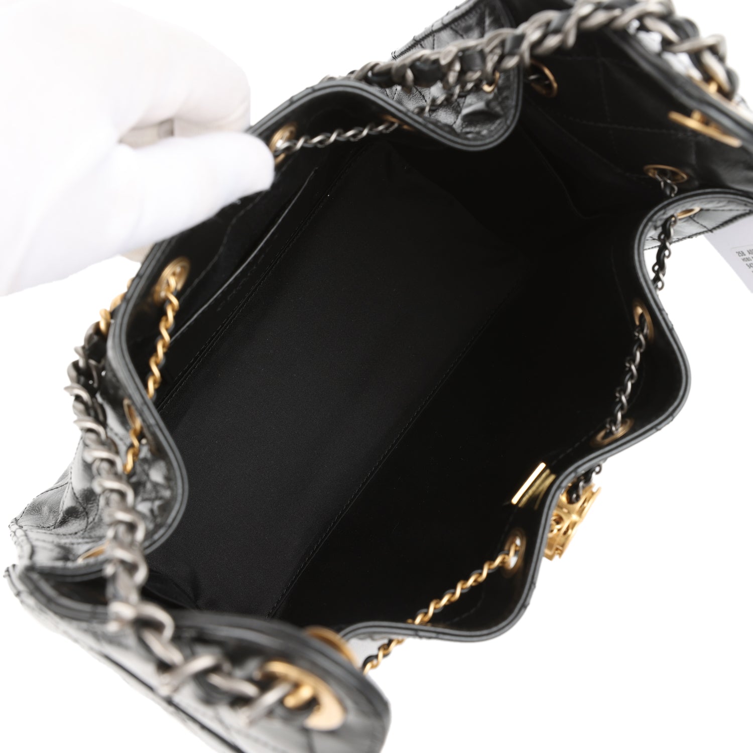 Chanel Small 25 Hobo Bag Black Shiny Crumpled Calfskin Mixed Metal Hardware