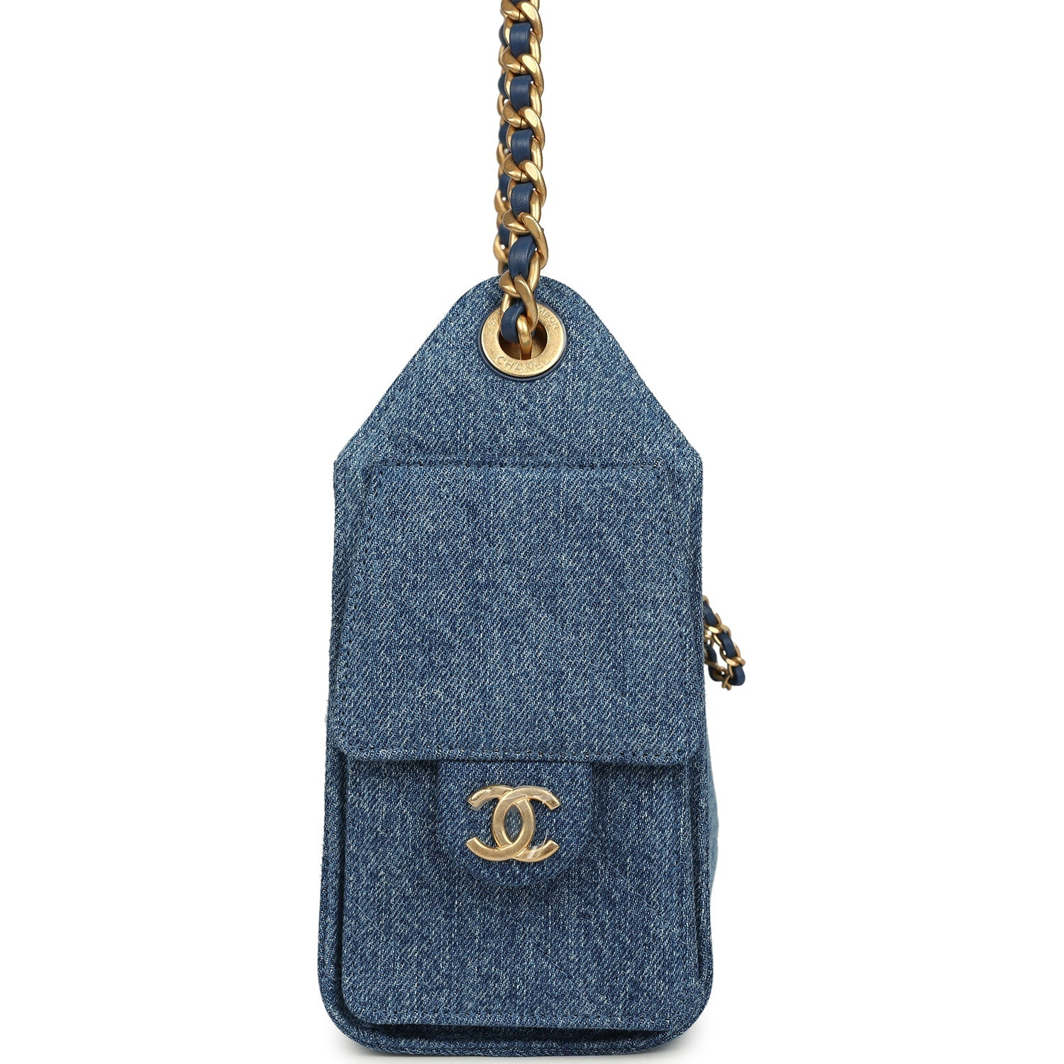 Chanel Mini 25 Hobo Bag Blue Washed Denim Antique Gold Hardware