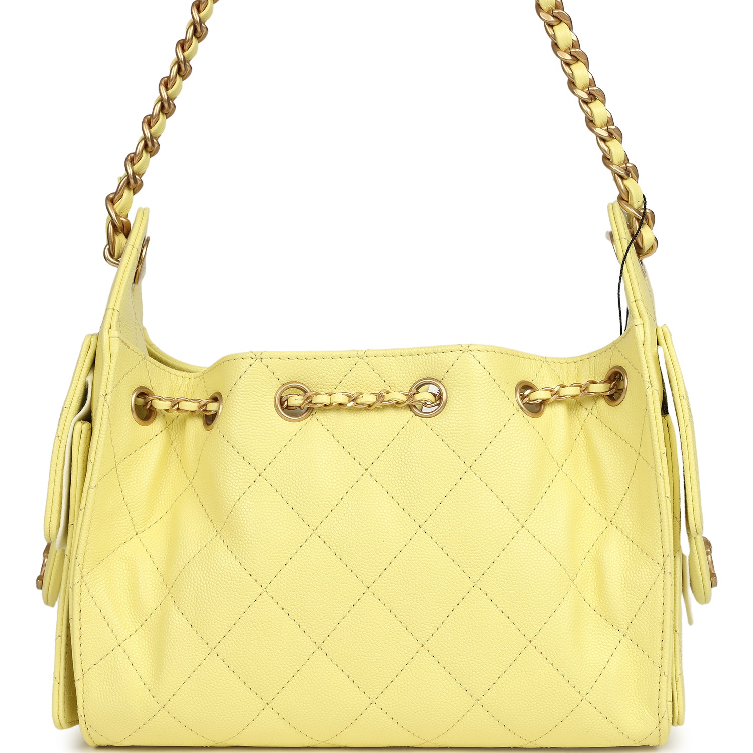 Chanel Mini 25 Hobo Bag Light Yellow Caviar Antique Gold Hardware