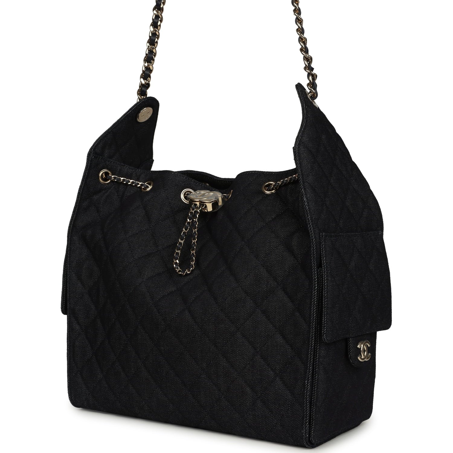 Chanel Medium 25 Hobo Bag Dark Denim Light Gold Hardware