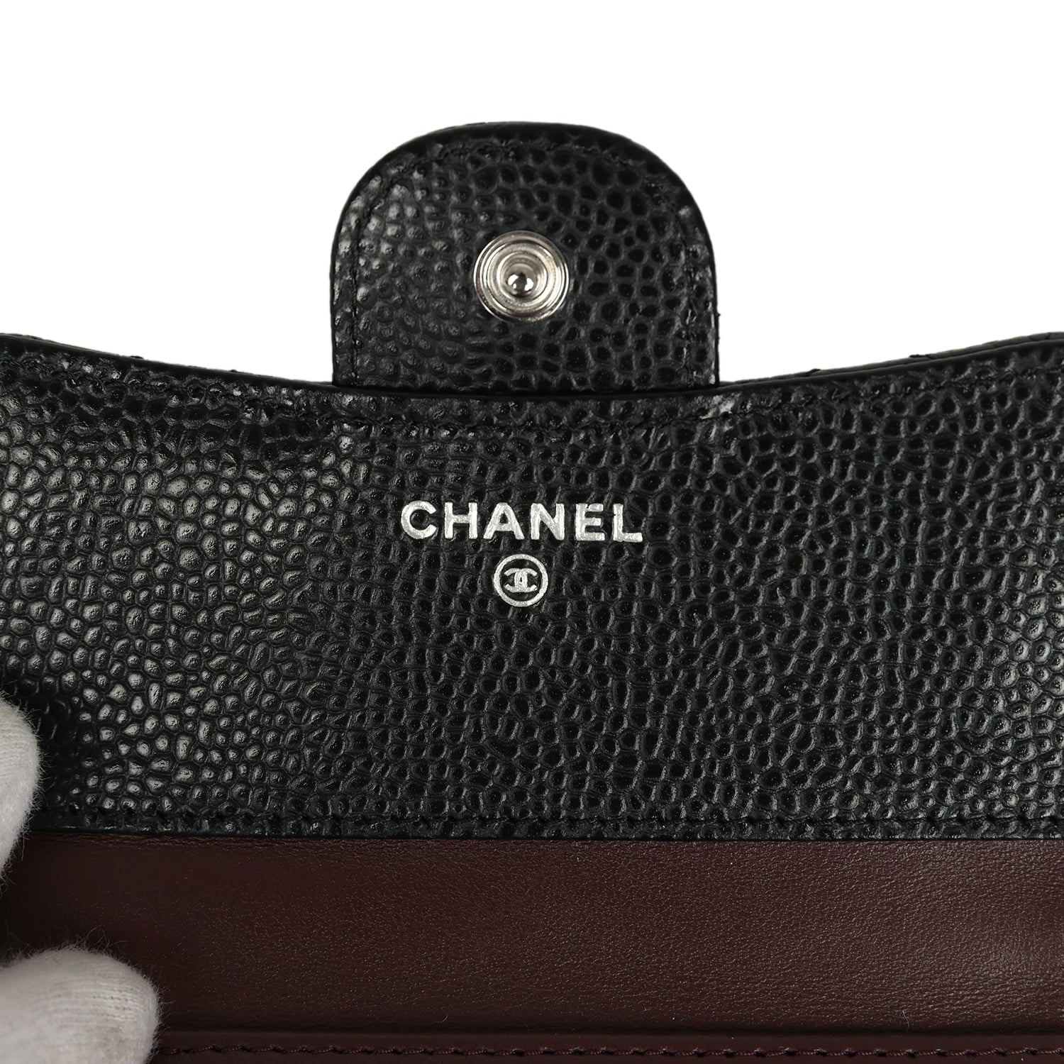 Chanel Small Classic Flap Wallet Black Shiny Caviar Silver Hardware