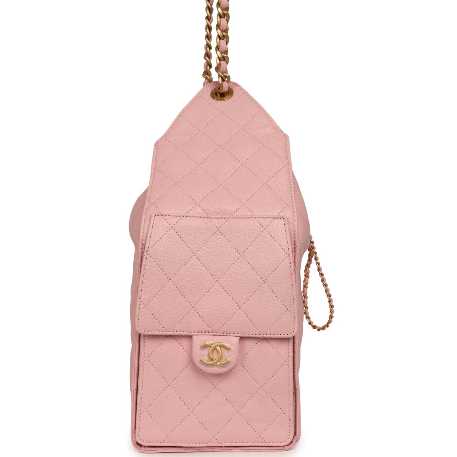Chanel Medium 25 Hobo Bag Light Pink Caviar Antique Gold Hardware