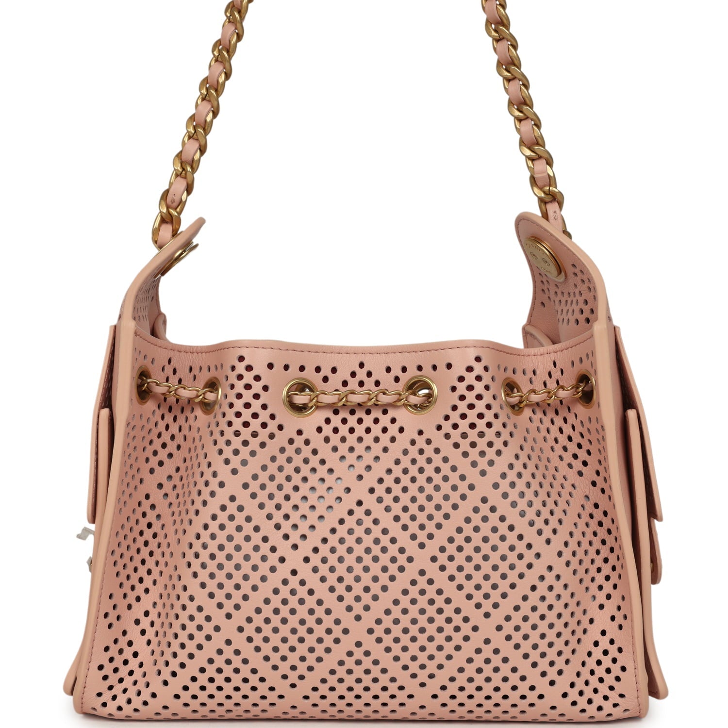 Chanel Mini 25 Hobo Bag Light Pink Perforated Calfskin Antique Gold Hardware
