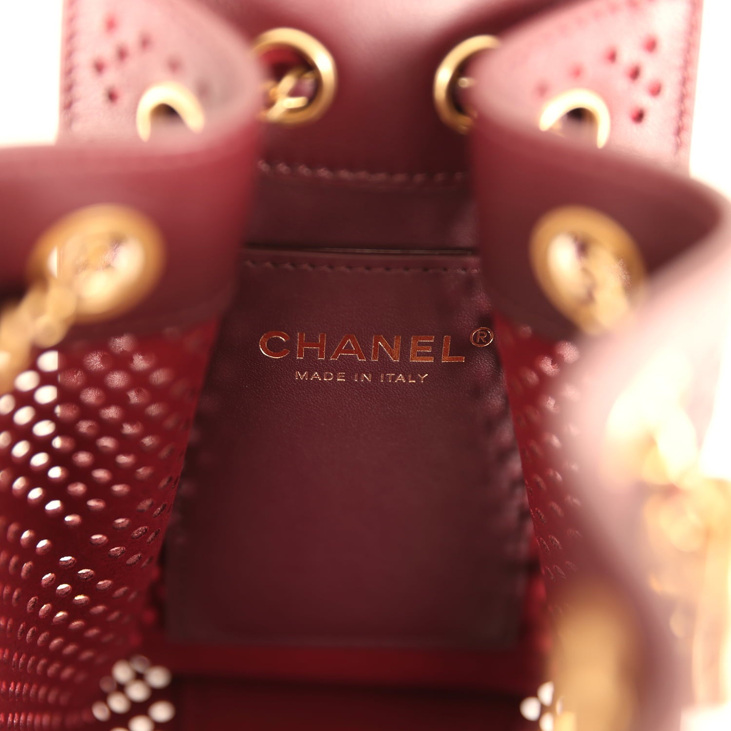 Chanel Mini 25 Hobo Bag Dark Burgundy Perforated Calfskin Antique Gold Hardware