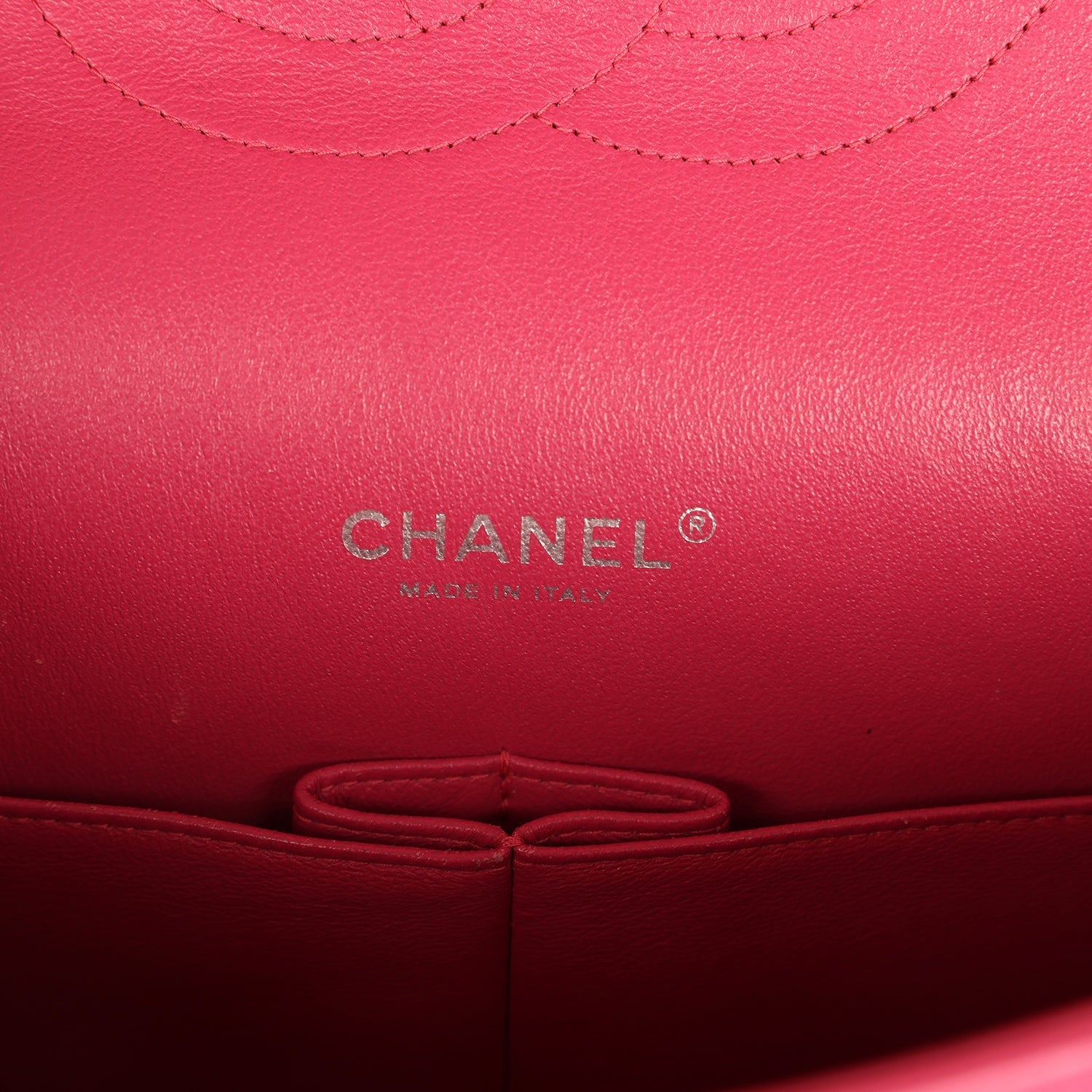 Pre-owned Chanel Maxi Classic Double Flap Bag Dark Pink Patent Silver Hardware
