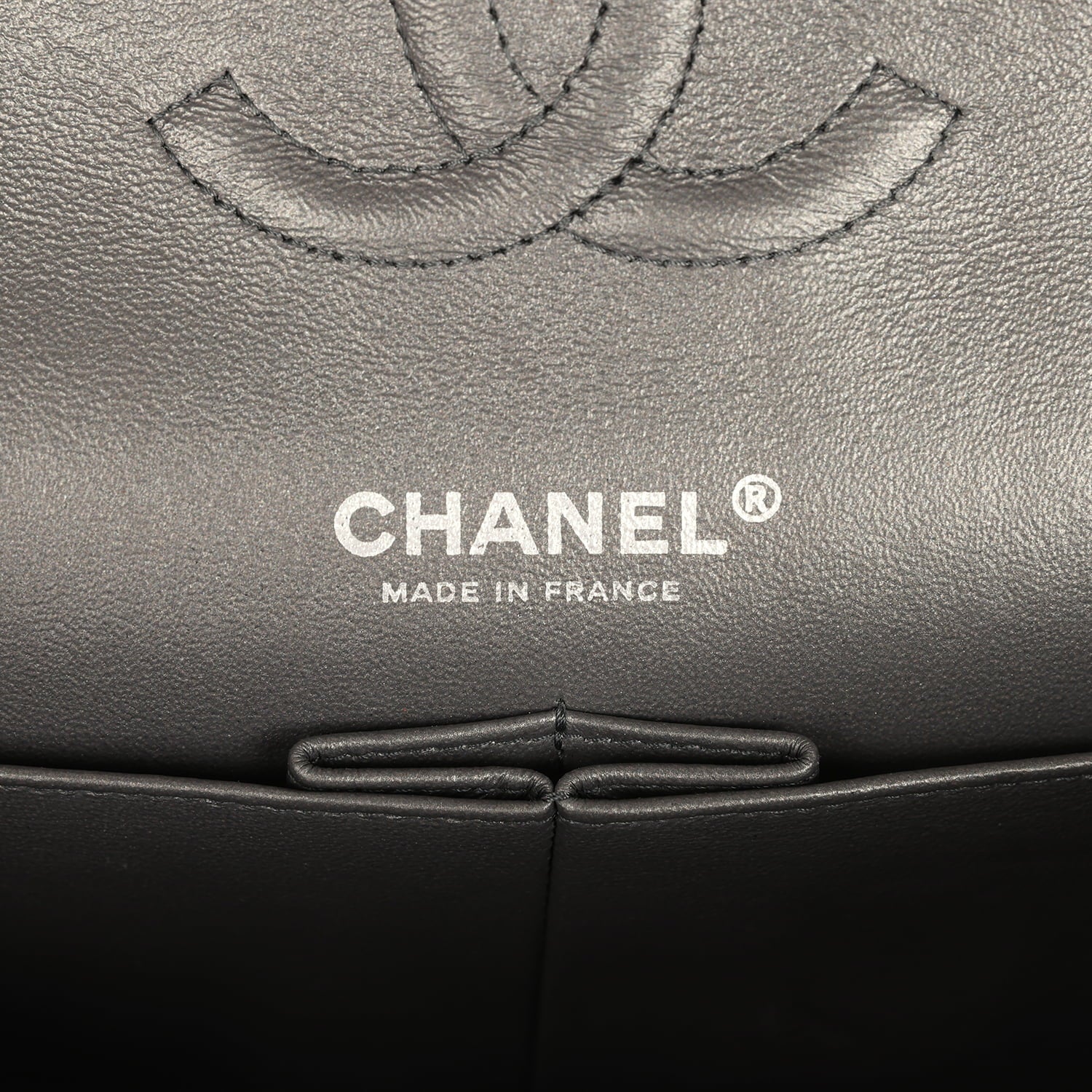 Pre-owned Chanel Medium Classic Double Flap Bag Charcoal Metallic Goatskin Aged Ruthenium Hardware