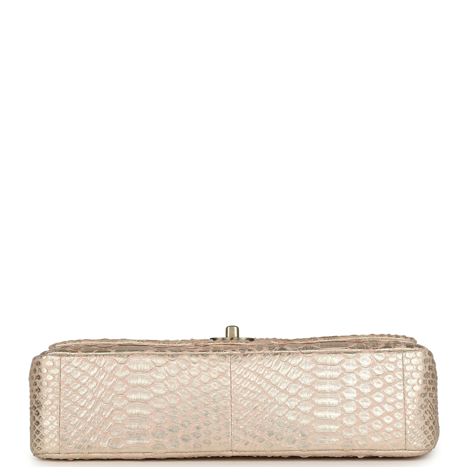 Pre-owned Chanel Medium Classic Double Flap Bag Light Pink, Silver Python Aged Bronze Hardware