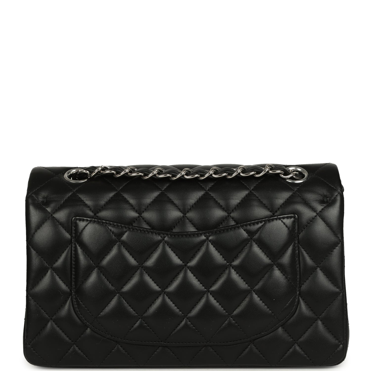 Pre-owned Chanel Small Classic Double Flap Bag Black Lambskin Silver Hardware