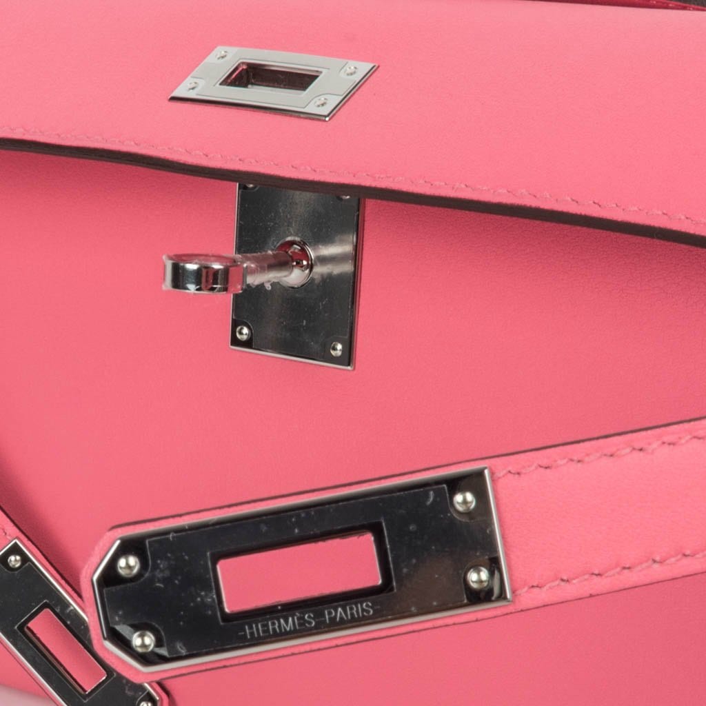 Kelly Cut Bag Pink Rose Azalee Swift with Palladium Hardware