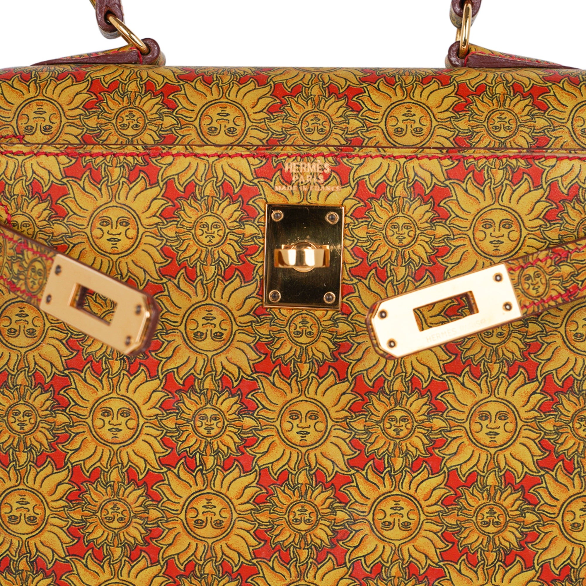 Vintage Mini Kelly 20 Bag Sellier Soleil Box Leather with Gold Hardware