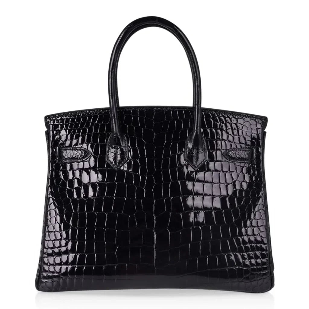 Birkin 30 Bag Black Porosus Crocodile with Gold Hardware