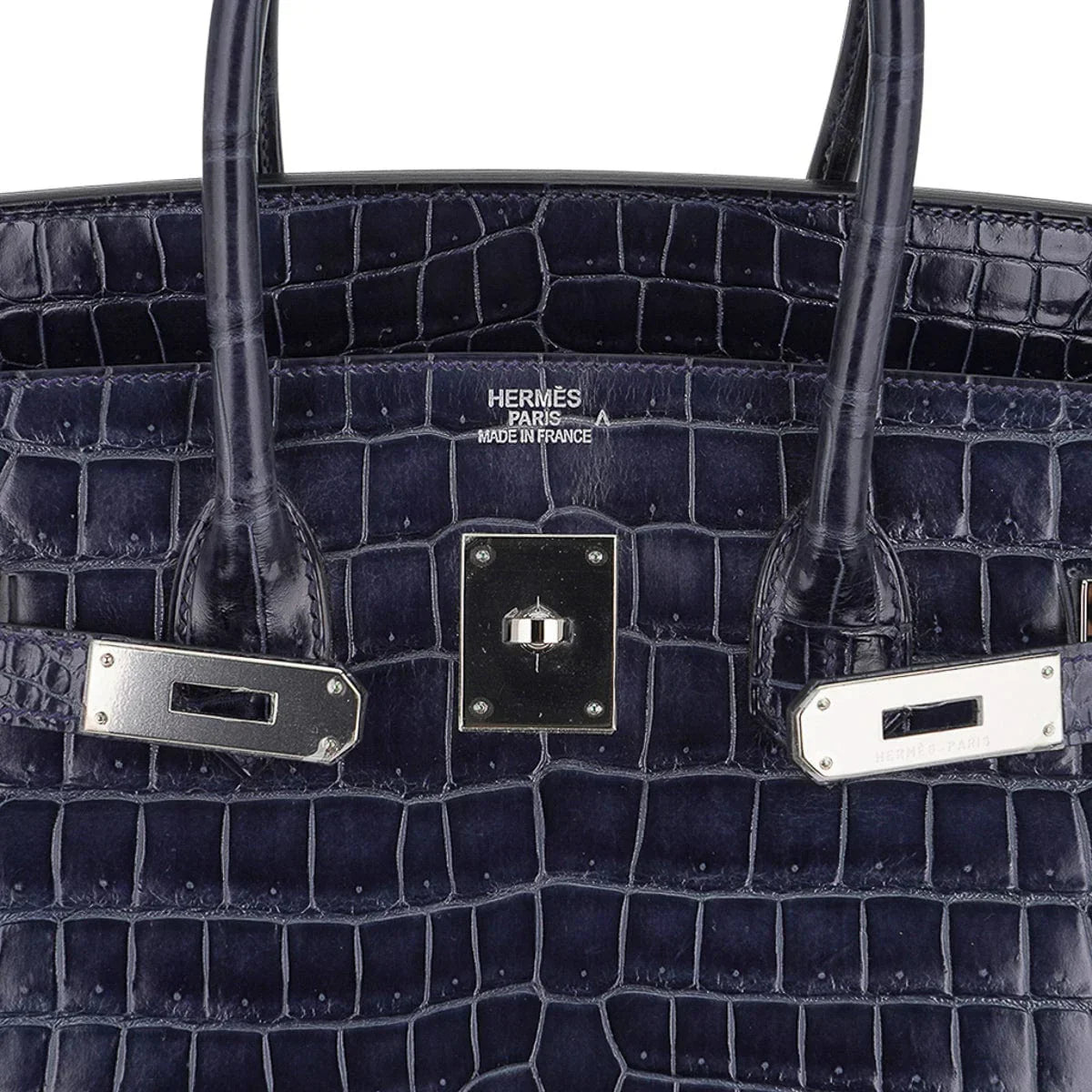 Birkin 35 Bleu Roi Porosus Crocodile Palladium Hardware