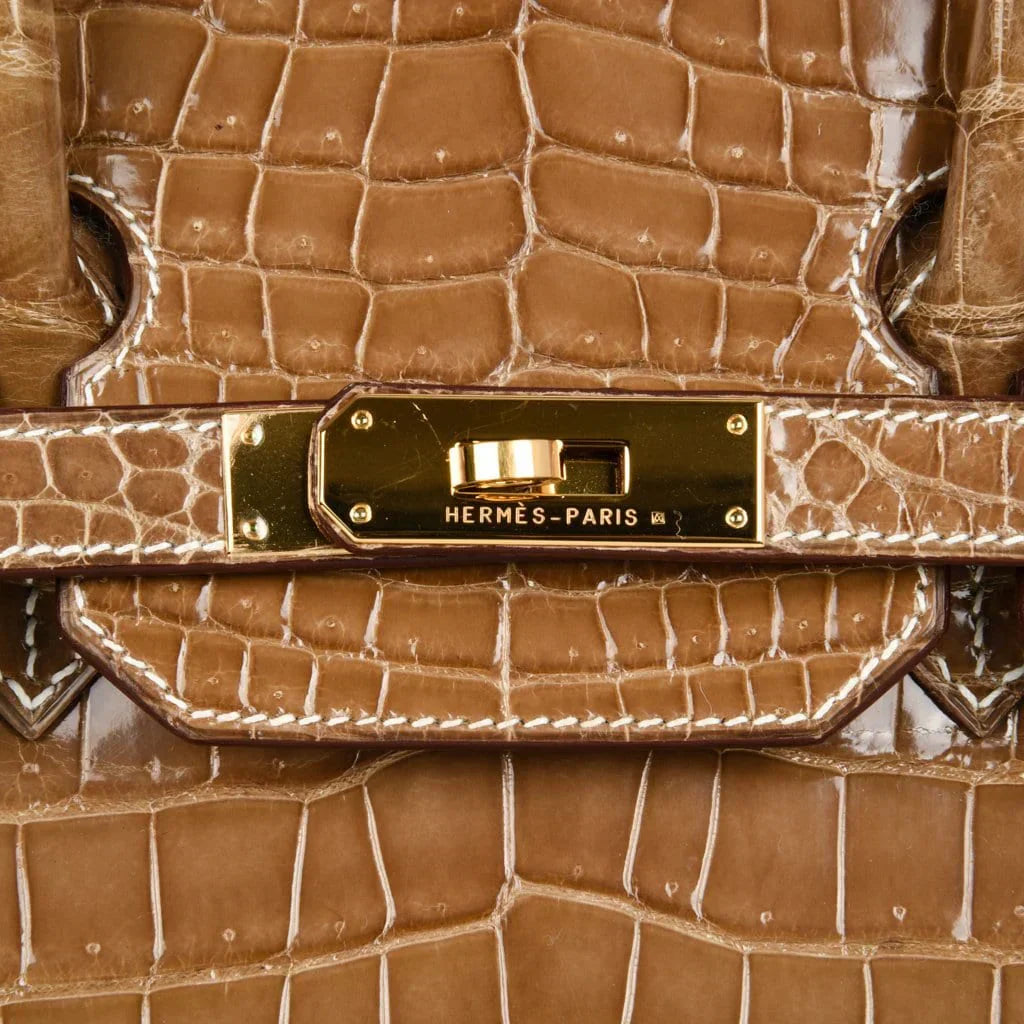 Birkin 35 Bag Ficelle Porosus Crocodile Gold Hardware