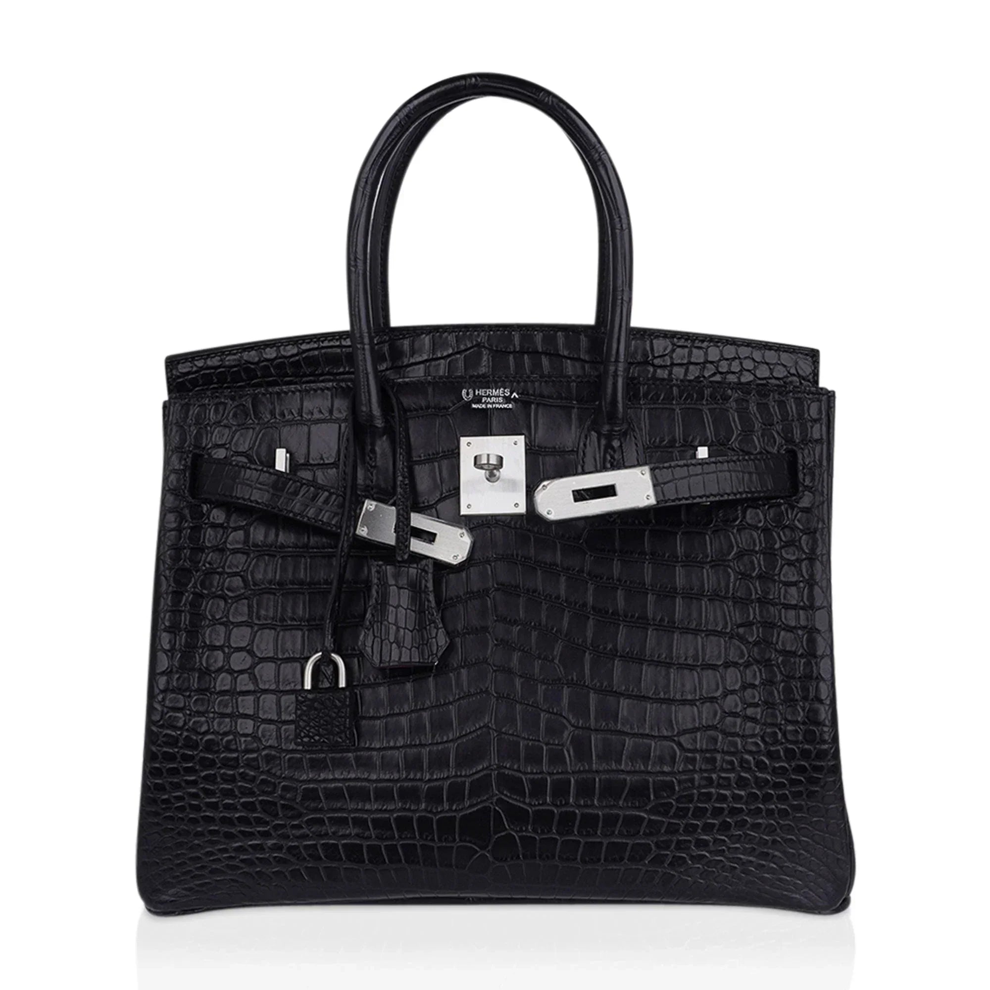 Birkin HSS 30 Matte Porosus Crocodile Black / Rose Pourpre Bag