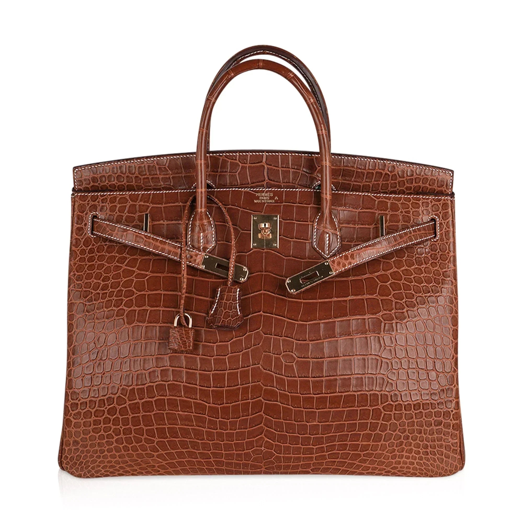 Birkin 40 Bag Rare Fauve Matte Porosus Crocodile Gold Hardware