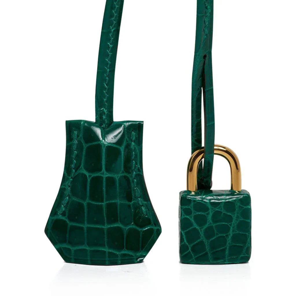 Birkin 25 Bag Emerald Crocodile Gold Hardware