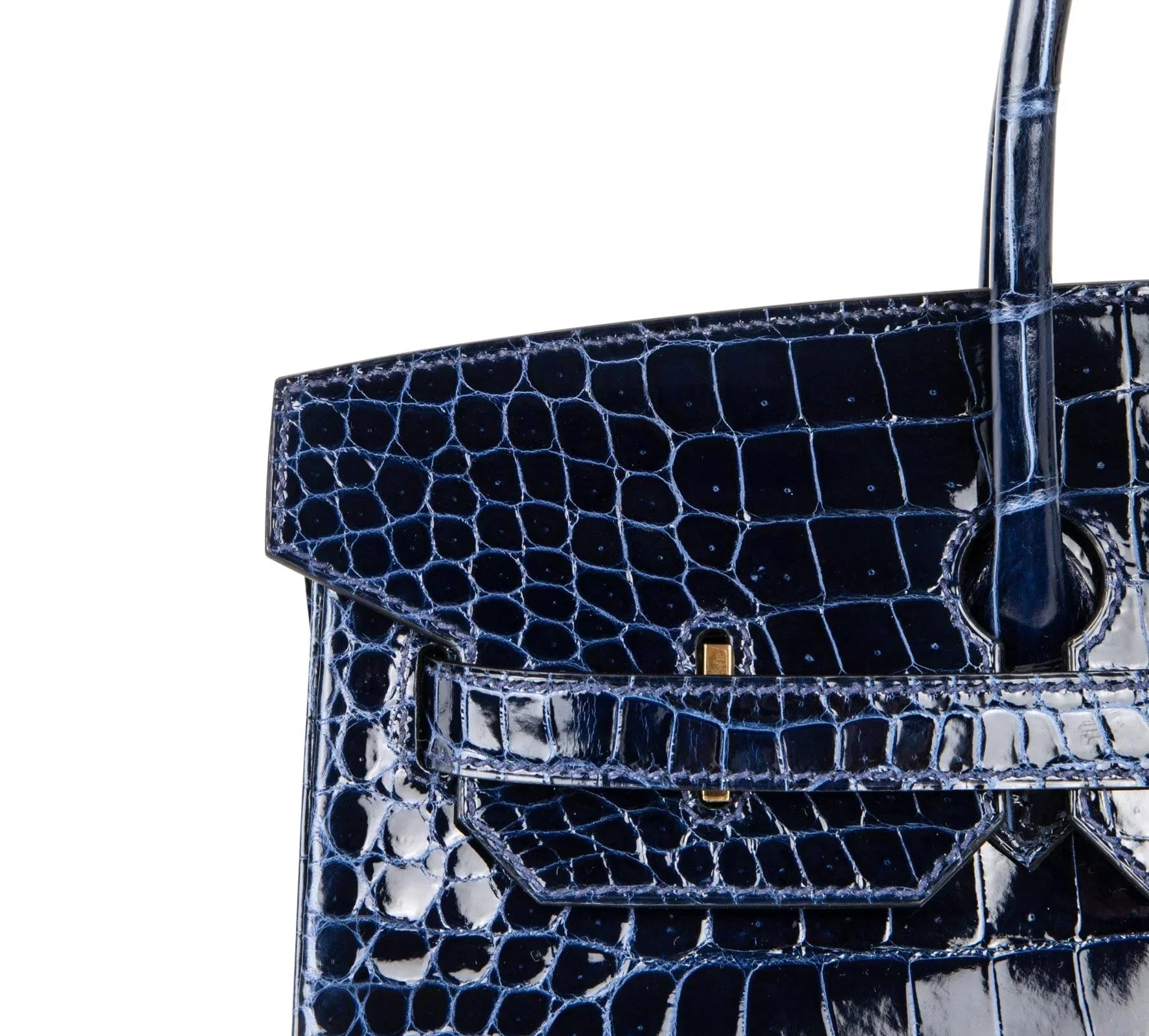 Birkin 35 Bag Blue Sapphire Porosus Crocodile Gold Hardware New