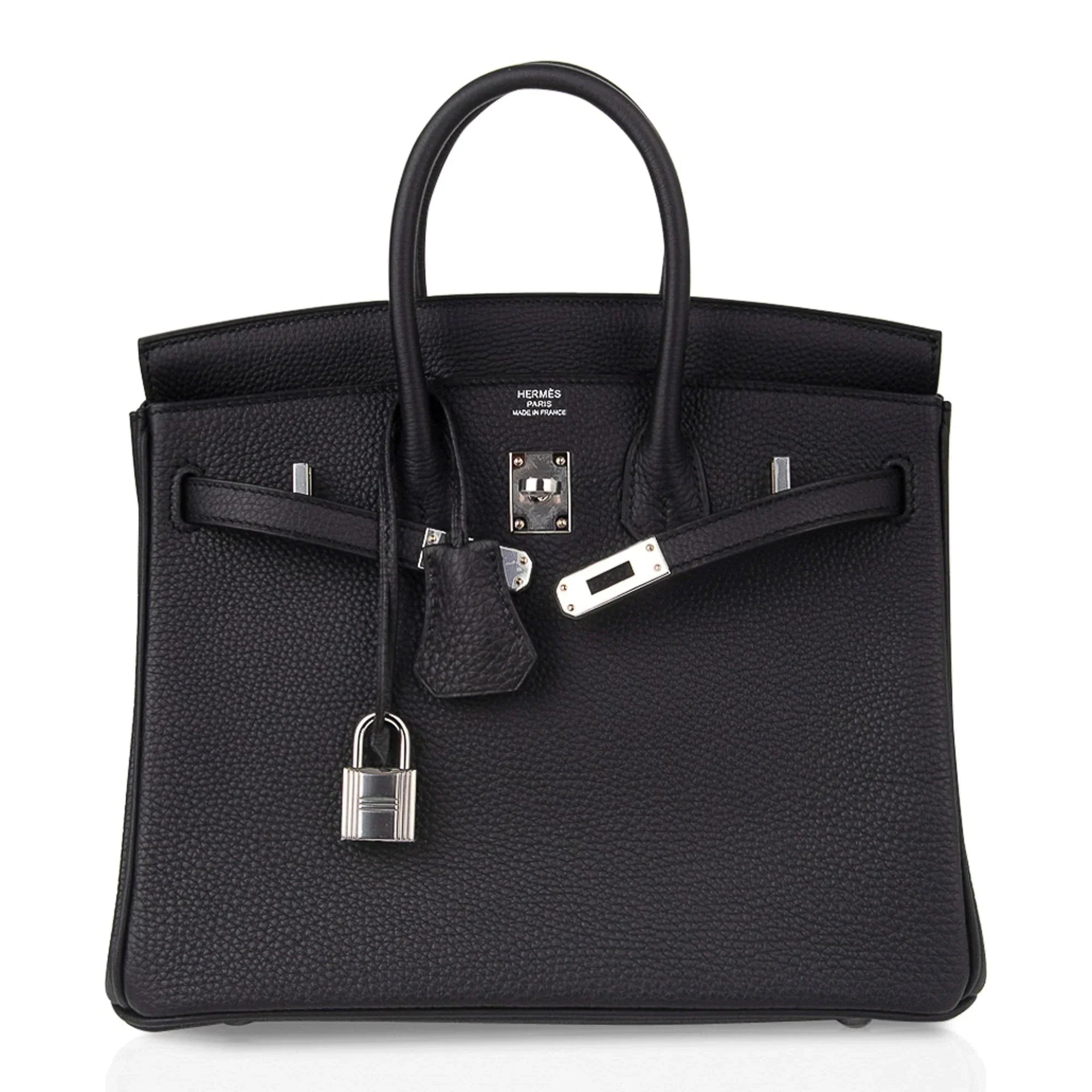 Birkin 25 Bag Black Palladium Hardware Togo Leather