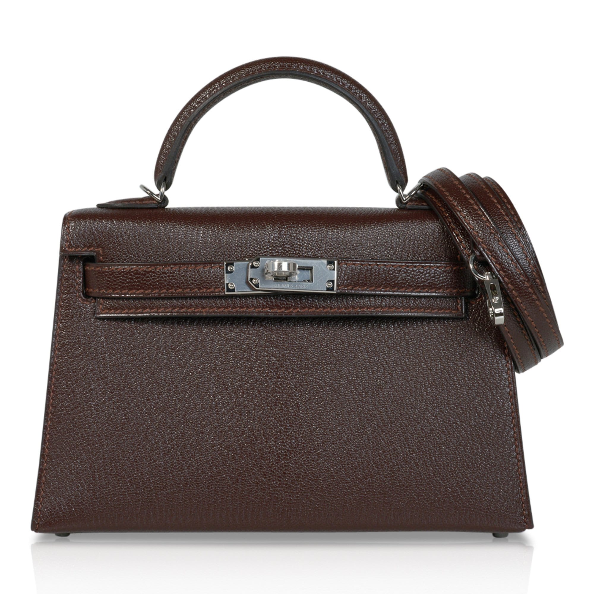 Kelly 20 Bi-Color Mini Sellier Bag Havane / Etrusque Chevre Palladium