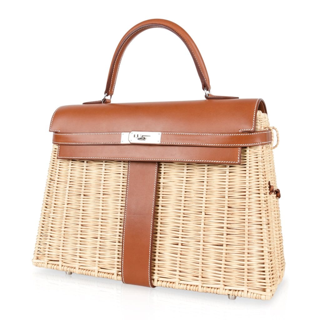 Kelly 35 Bag Picnic Wicker / Osier Palladium Hardware Limited Edition
