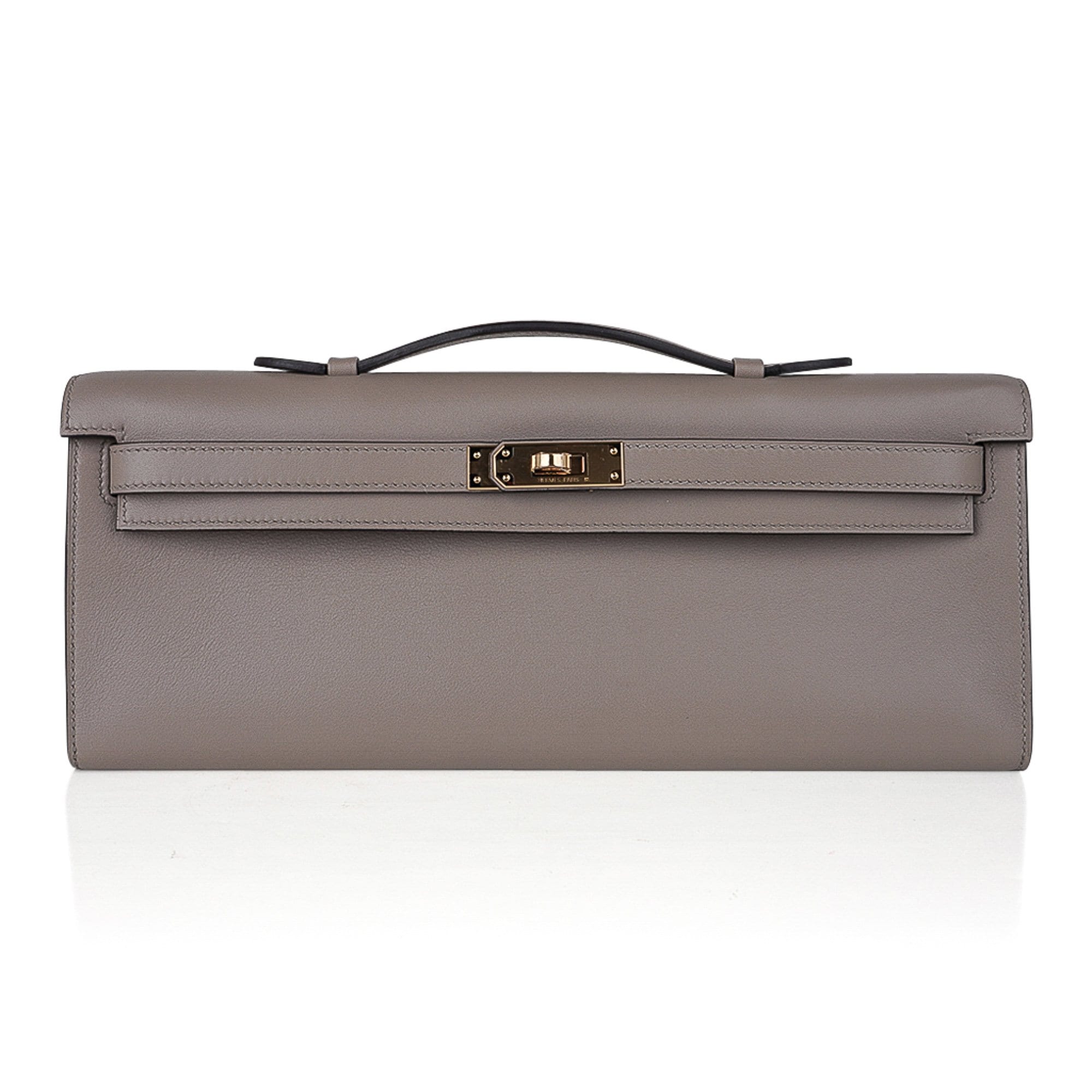 Kelly Cut Bag Gris Asphalte Gray Clutch Swift Gold Hardware