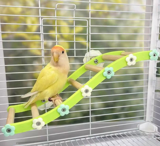 Parrot Climbing Ladder Bird Flower Bridge Budgies Cockatiel Parakeet Lovebird Enrichment Boredom Relief Cage Decor Standing Toy